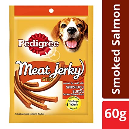 Meat Jerky Stix Adult  Dog Treat  Smoked Salmon  4 Packs I 4 X 60G I