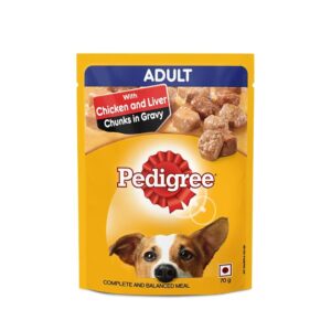 Pedigree Adult Wet Dog Food, Chicken & Liver Chunks in Gravy, 70 g