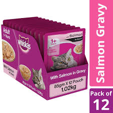 Whiskas Wet Cat Food for Adult Cats (1+Years), Salmon in Gravy Flavour