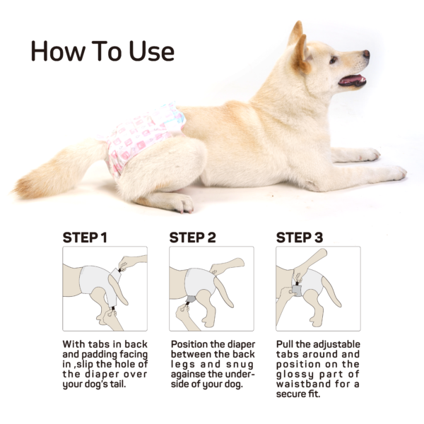 FOFOS Diaper Female Dog M 16pcs (Waist Size 25-33cm) - Image 5